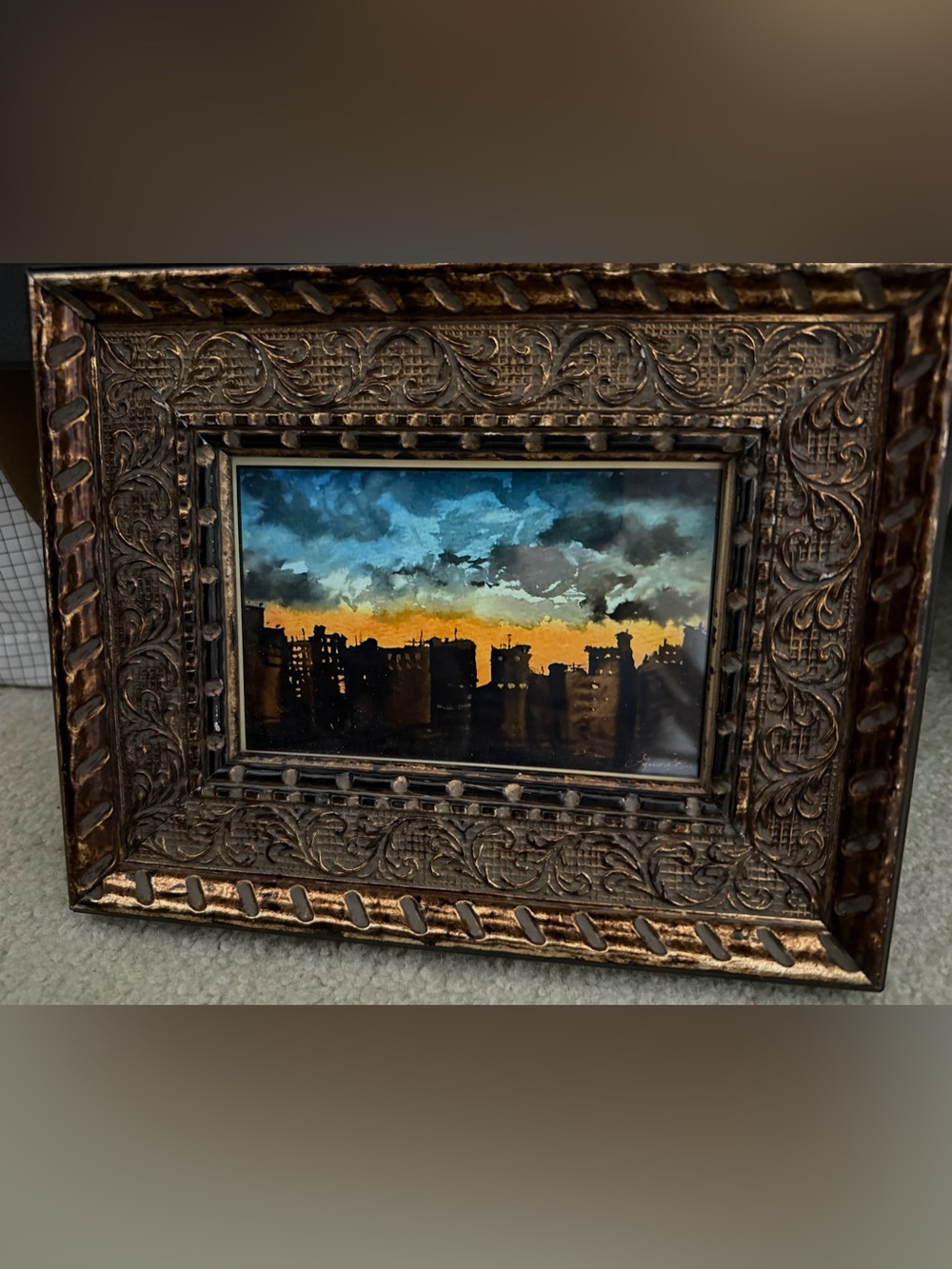 Ornate Bronze-Tone Framed Cityscape Wall Art - Bronze